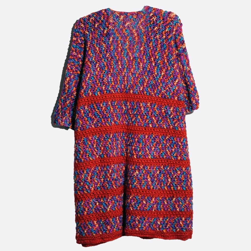 Handmade Chunky Crochet‎ Kimono Cardigan Multicolor Patchwork Plus Size 1X 2X 3X - Picture 3 of 4
